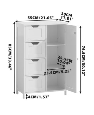 Bathroom Storage Cabinet 4 Drawers 1 Door Freestanding Wooden Floor Organizer Narrow for Small Spaces Entryway Living Room Hallway