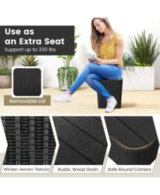 Outdoor Resin Storage Side Table with Removable Lid