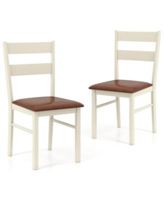 Wooden Dining Chair Set of 2 PU Leather Upholstered Kitchen Armless Chairs