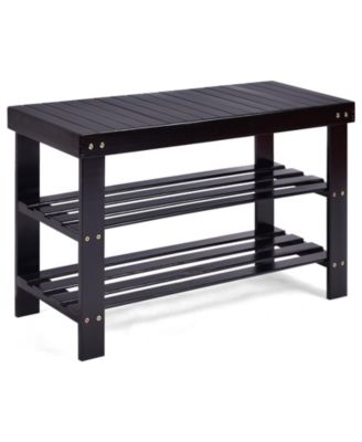 3-Tier Bamboo Shoe Rack Bench for Entryway