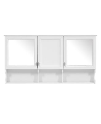 55 Inch Wall Mounted Mirror Medicine Cabinet with Doors Open Shelves Adjustable Storage Bathroom Cabinet Over Toilet Home Organization