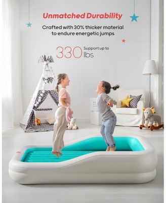 Inflatable Toddler Travel Bed with 3-Sided Safety Bumpers, Extra Large Kids Air Mattress, Includes Detachable Mattress, Portable