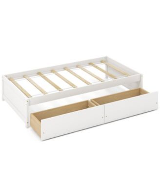 Twin Pine Wood Bed Frame with Storage Drawers and Captain Style