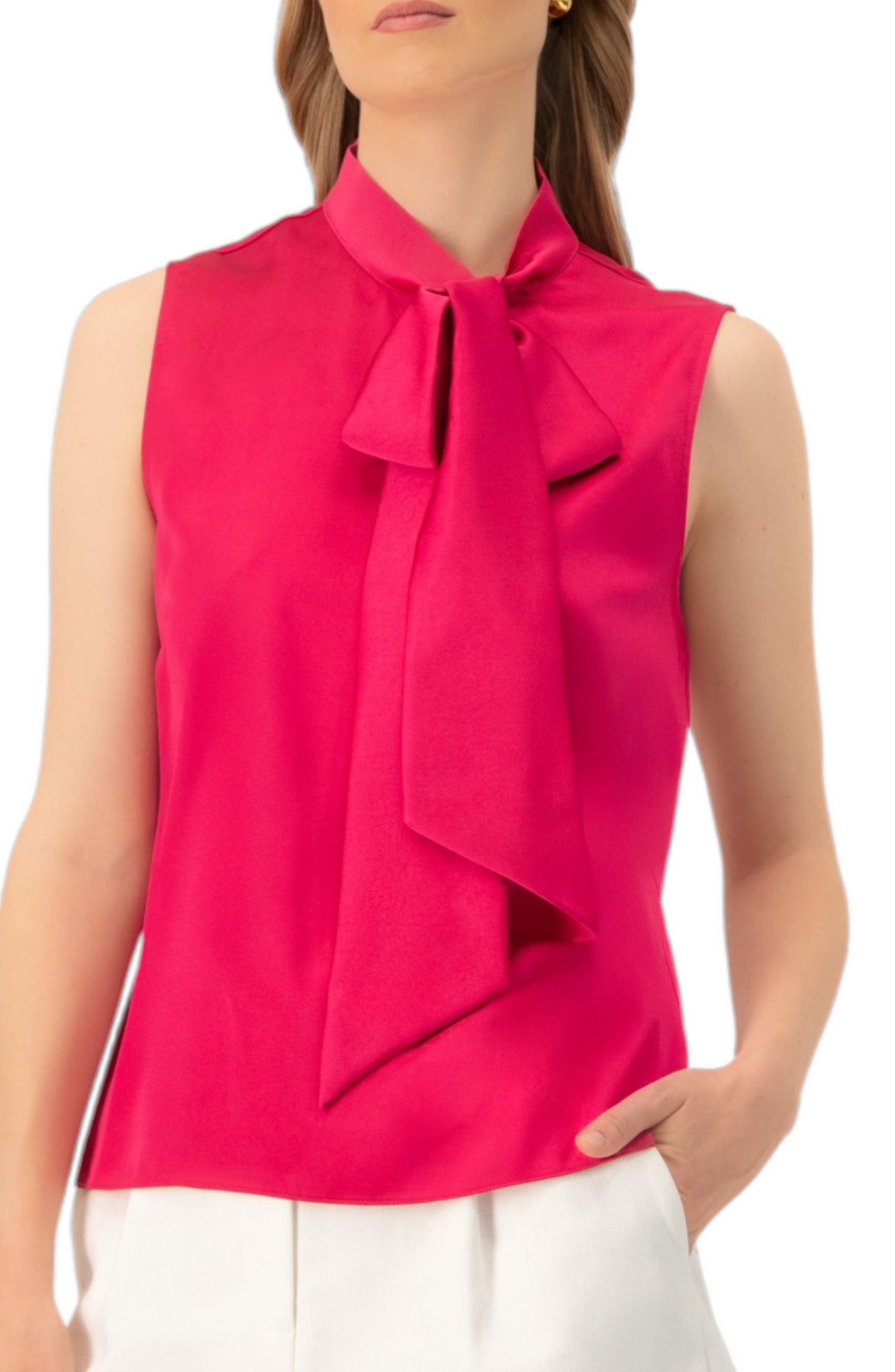 Женская блузка Ivonne Sleeveless Satin with Neck Tie — фото 1