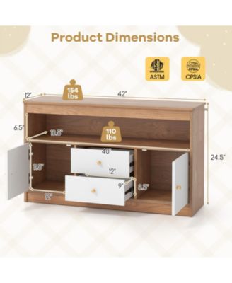 Kids Toy Storage Organizer with Open Shelf and 2 Drawers for Playroom.