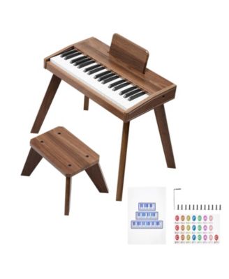 37 Key Wooden Digital Piano Set with Dual Power, Ages 3