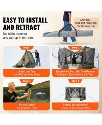 10x10 FT Pop Up Gazebo Tent 6-Sided with Mosquito Netting