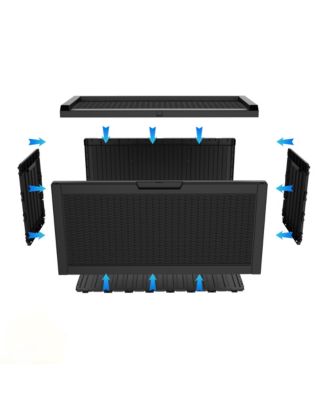 60 Gallon Deck Box,Rattan Grain Storage Chest,Weatherproof Patio Storage,Lockable Outdoor Box,Resin Garden Deck Box