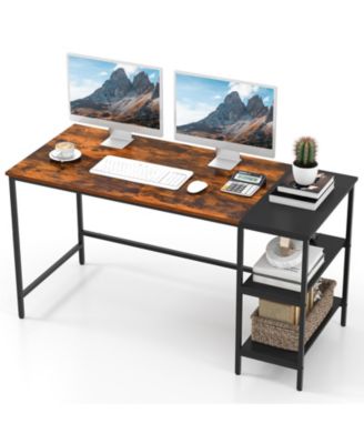 55 Inch Modern Industrial Style Study Writing Desk with 2 Storage Shelves
