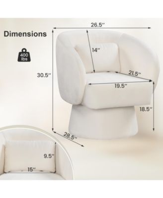 Swivel Accent Chair Upholstered Barrel Chair with Curved Back and Removable Lumbar Pillow