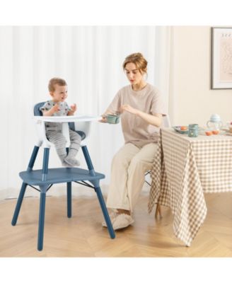 4-in-1 Baby Convertible Toddler Table Chair Set with PU Cushion