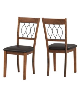 Set of 2 Dining Chair Fabric/Faux Leather Upholstered with Padded Seat