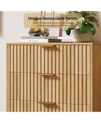 48" Tall 5 Drawer Chest of Drawers for Bedroom, Fluted Storage Dresser with Wide Top.