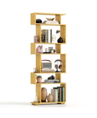 6-Tier Geometric Bookshelf with 2 Anti-Tipping Kits for Home Office