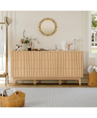 9 Drawer Fluted Dresser, Wood Storage Cabinet and TV Stand for Bedroom, Living Room, Entryway