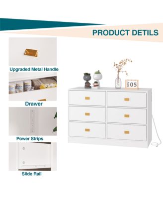 Baby 6-Drawer Nursery Dresser and Changing Table, Removable Top, Changing Pad Included.