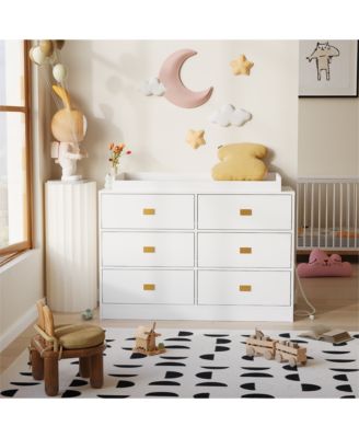 Baby 6-Drawer Nursery Dresser and Changing Table, Removable Top, Changing Pad Included.