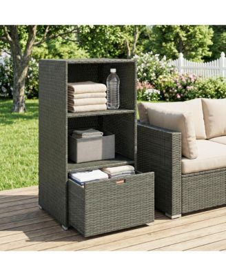 PE Rat Pool Towel Rack with 2 Storage Shelves Basket Mixed