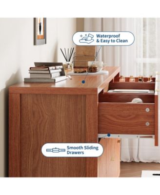 Farmhouse 9 Drawer Dresser, Fluted Wood Chest of Drawers, Slim Storage Organizer for Bedroom.