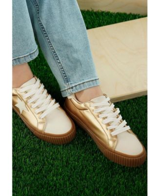 Womens Jumping jacks Metallic Faux Leather Star Sneakers
