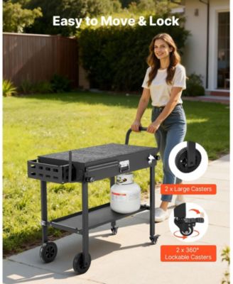 Foldable Outdoor Grill Cart 31x17 Inch Magnetic Tool Rack