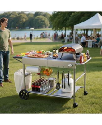 Outdoor Grill Cart 36x23 Inch Tabletop with Spice Containers
