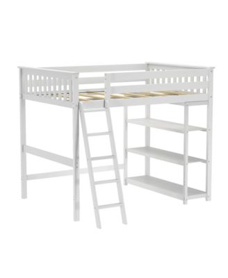 Max and Lily Solid Wood Full Size High Loft Bed with Bookcase for Kids
