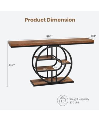 55" Entryway Table, 5-Tier Console Tables for Entryway, Industrial Narrow Sofa Tables with Storage for Living Room, Long Entry Hallway Table