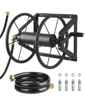 Wall Mounted Hose Reel Holds 200 ft 5/8 in Hose Steel Space Saving