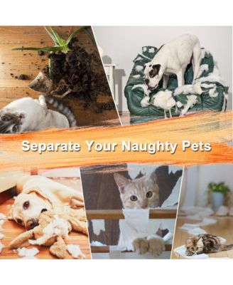 61" Extra Tall Pet Gate, adjustable built-in cat door, pressure mount no drilling, ideal for doorways and kitchen