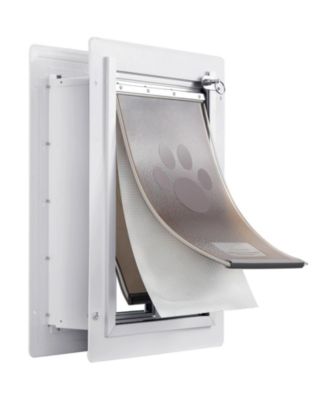 Medium Wall-Mount Pet Door, lockable with 3 magnetic flaps, sturdy metal frame, energy-efficient and secure, easy installation