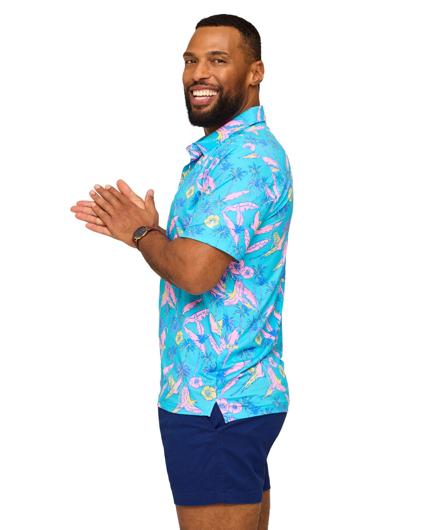 Мужское поло Chubbies Flock Party Printed Polo Shirt, цвет: Бирюзовый / Аквамариновый — фото 2