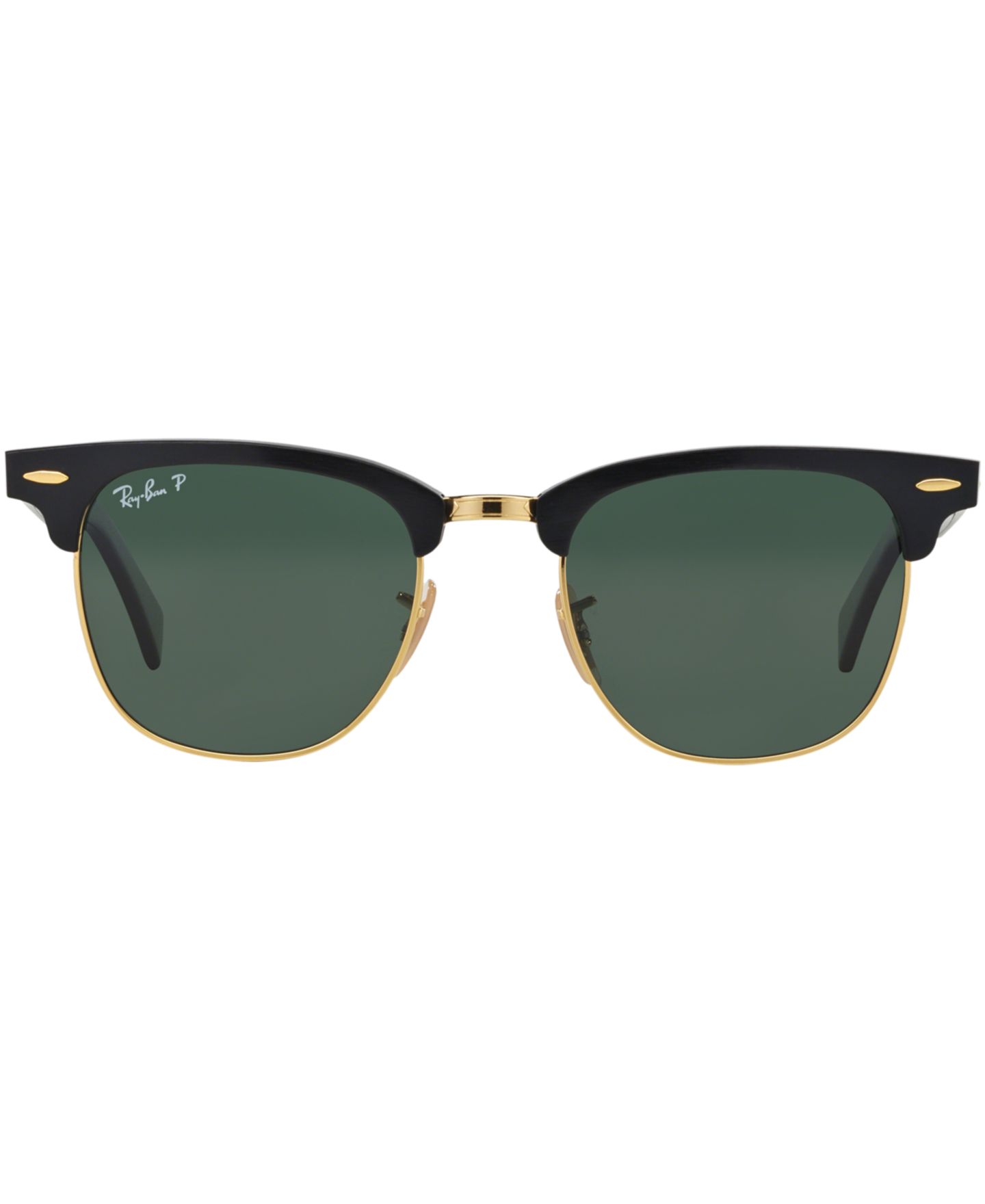 Женские солнцезащитные очки Ray-Ban Polarized Sunglasses, RB3507 Clubmaster Aluminum, цвет: Чёрный / Зелёный — фото 2