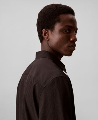 black calvin klein dress shirt Calvin Klein Men's Collared Neck Long-Sleeve Shirt - Black