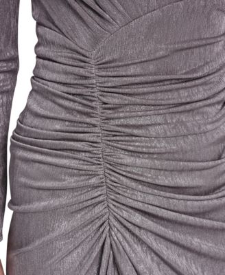 Petite Long-Sleeve V-Neck Gown