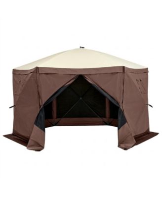 6-Sided Pop-Up Gazebo Screen Tent with Removable Wind Cloths and Mesh Windows 12.5x12.5FT