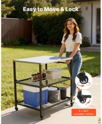 Stainless Steel Outdoor Grill Cart  with Mesh Shelves