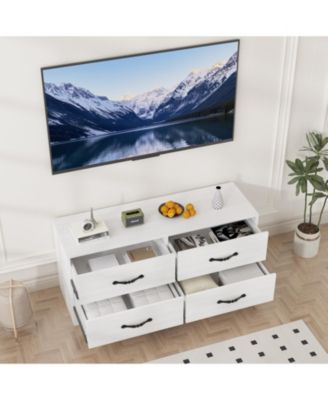 63" Modern TV Stand and Media Console for Up to 75" TVs - MDF with Adjustable Mount, 6 Drawers.