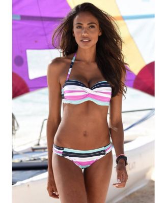 Women's Striped Bandeau Bikini Swimsuit Top Bra Sizing