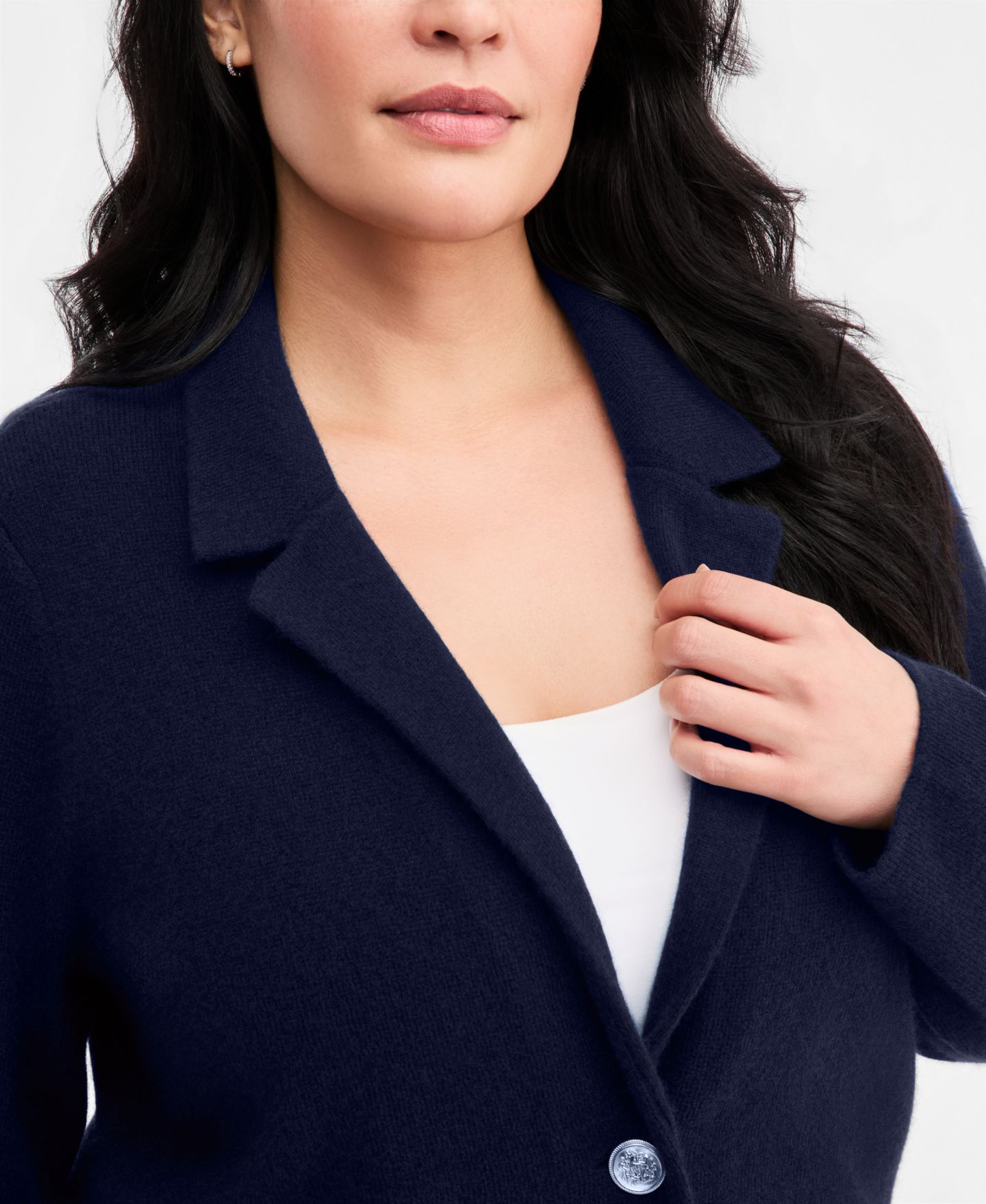 Женский пиджак Charter Club Plus Size 100% Cashmere, цвет: Тёмно-синий — фото 2