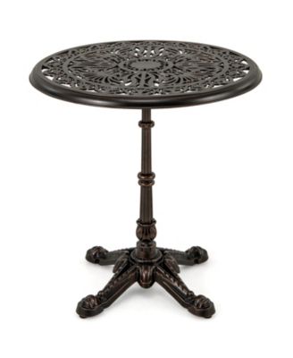 27Inch Round Cast Aluminum Patio Bistro Table with Hollow Top-Copper
