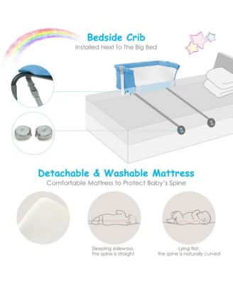 Portable Baby Bedside Bassinet Sleeper with 4 Adjustable Heights