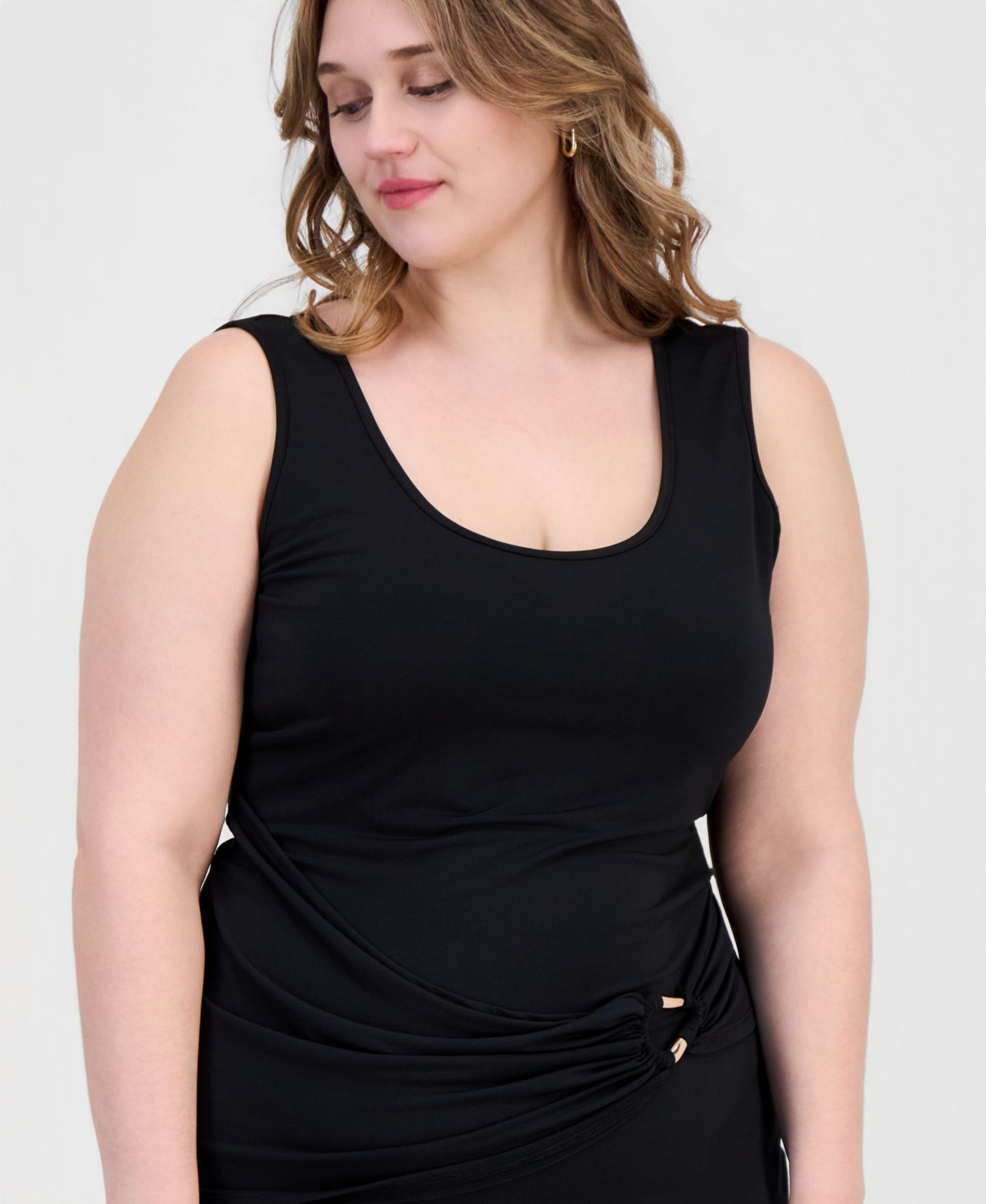 Женское платье FULL CIRCLE TRENDS Trendy Plus Size Sash-Belt Bodycon, цвет: Чёрный — фото 3