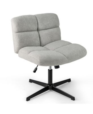 Wide Seat Cross Legged Armless Swivel Chair with Adjustable Height