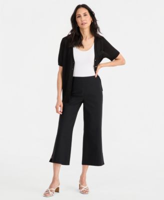 Women's Mid-Rise Pull-on Wide-Leg Capri Pants