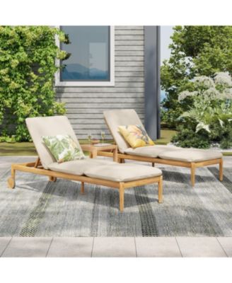 Outdoor Chaise Lounge Set of Wheels and Cushions