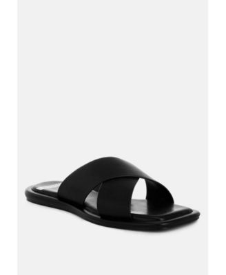Rag and Co Women's Shosa Genuine Leather Criss-Cross Flats