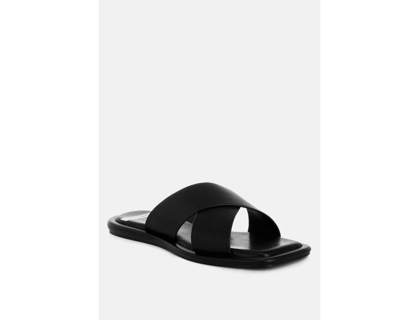 Женские балетки Rag & Co Shosa Genuine Leather Criss-Cross Flats, цвет: Чёрный кожаный — фото 1