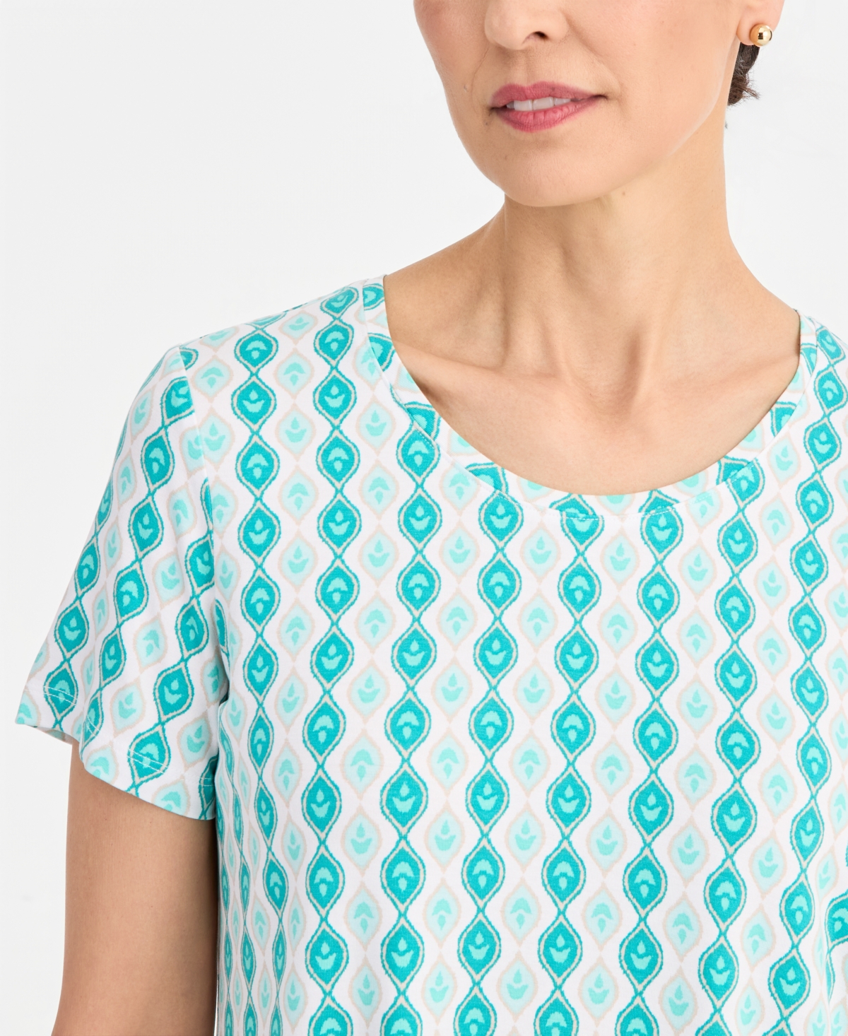 Jm Collection Petite Bella Tile Scoop Neck Top, Macy's Exclusive