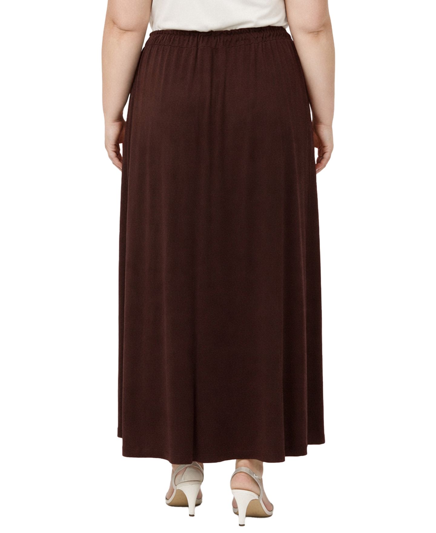 Женские юбки COIN 1804 Plus Size Elastic Waistband Maxi Skirts, цвет: Коричневый — фото 5